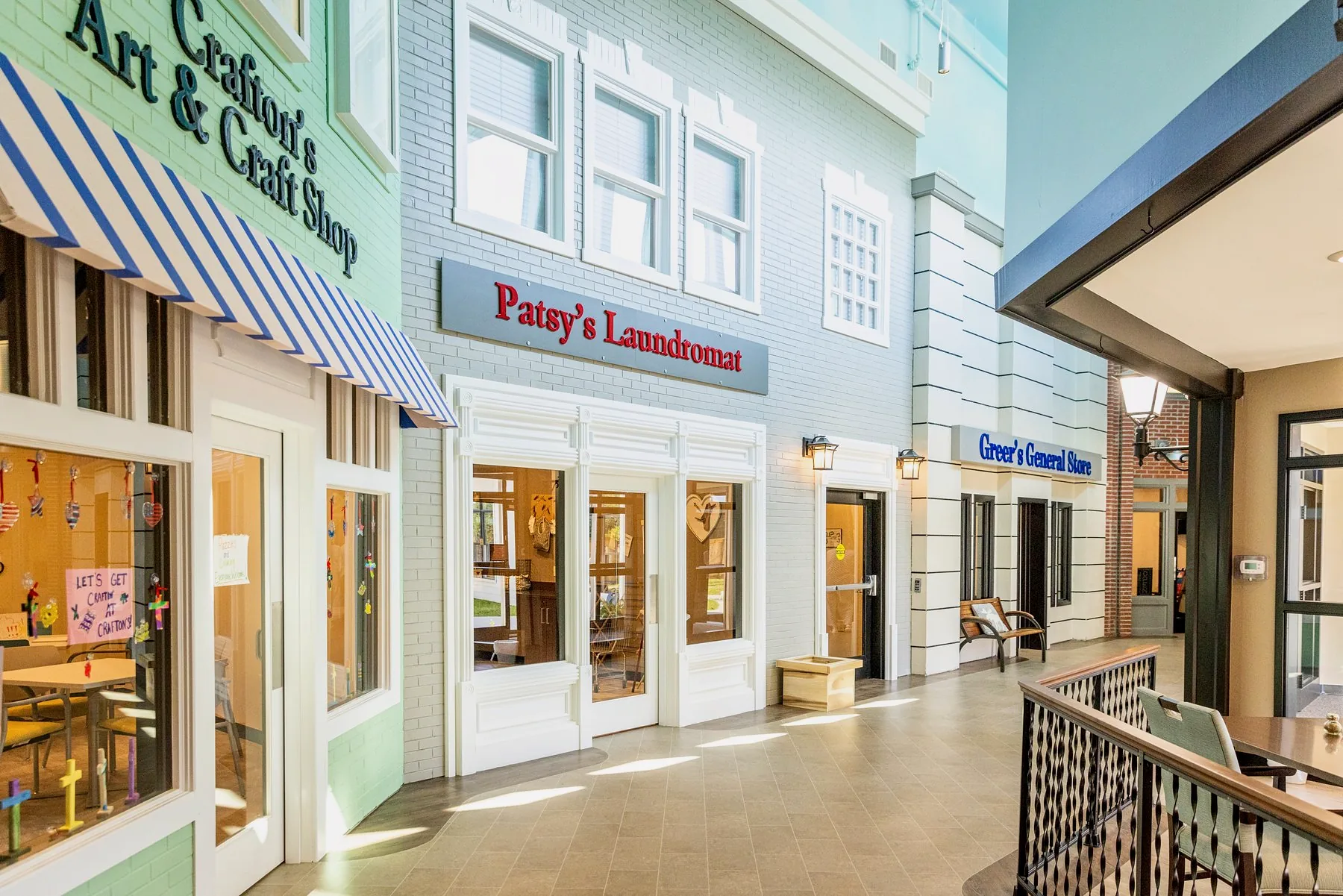 Crafton's Art & Craft Shop, Patsy's Laundromat and Greer's General Store along the indoor Main Street.